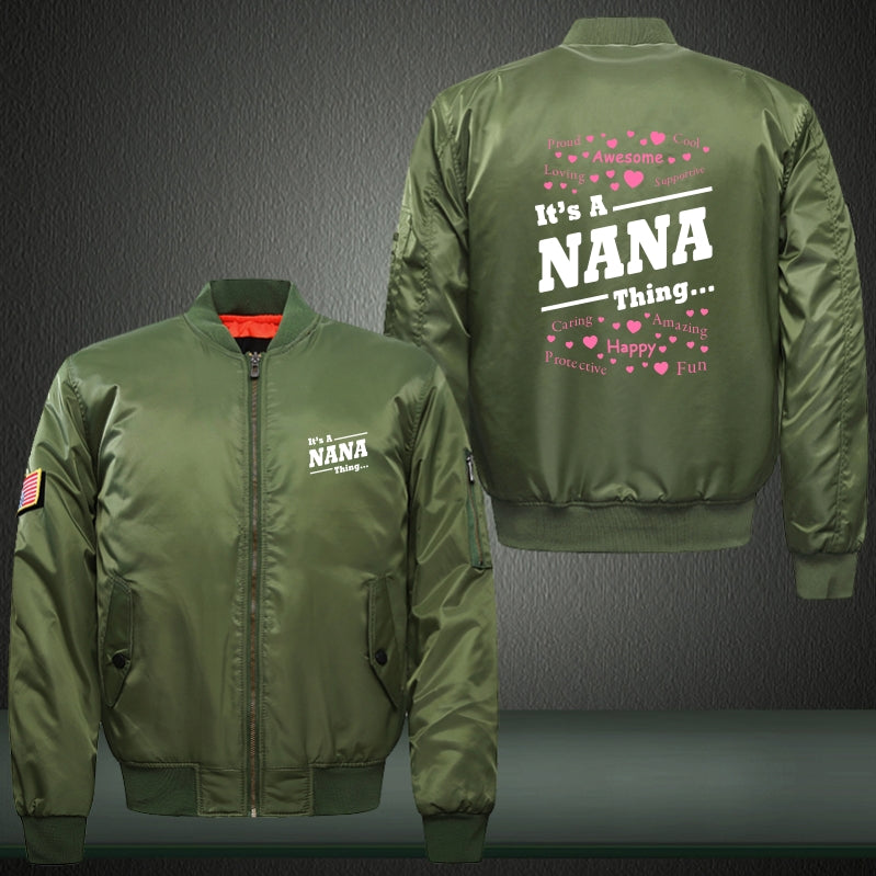 It's NANA Thing Print Long Sleeve Bomber Jacket