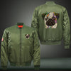 Colorful Pug dog Print Long Sleeve Bomber Jacket