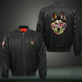 Colorful Wolf Print Long Sleeve Bomber Jacket