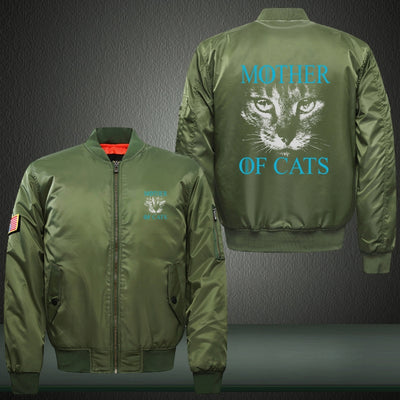 MOTHER OF CATS Print Long Sleeve Bomber Jacket