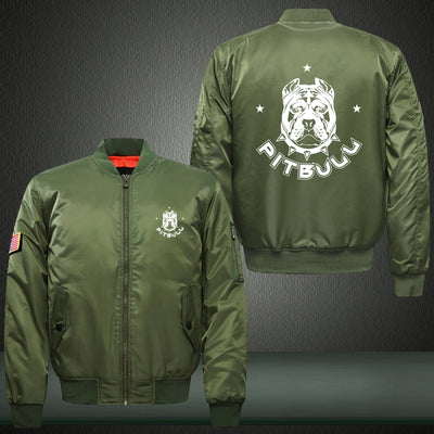 PITBULL DOG Print Long Sleeve Bomber Jacket
