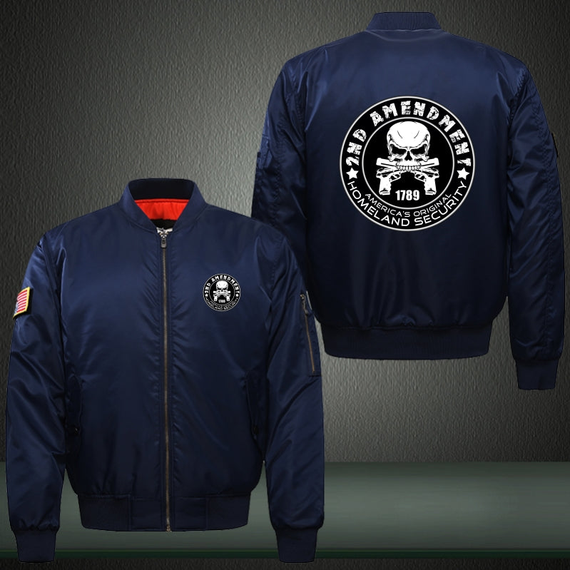 2nd amendment homeland security Print Thicken Long Sleeve Bomber Jacket