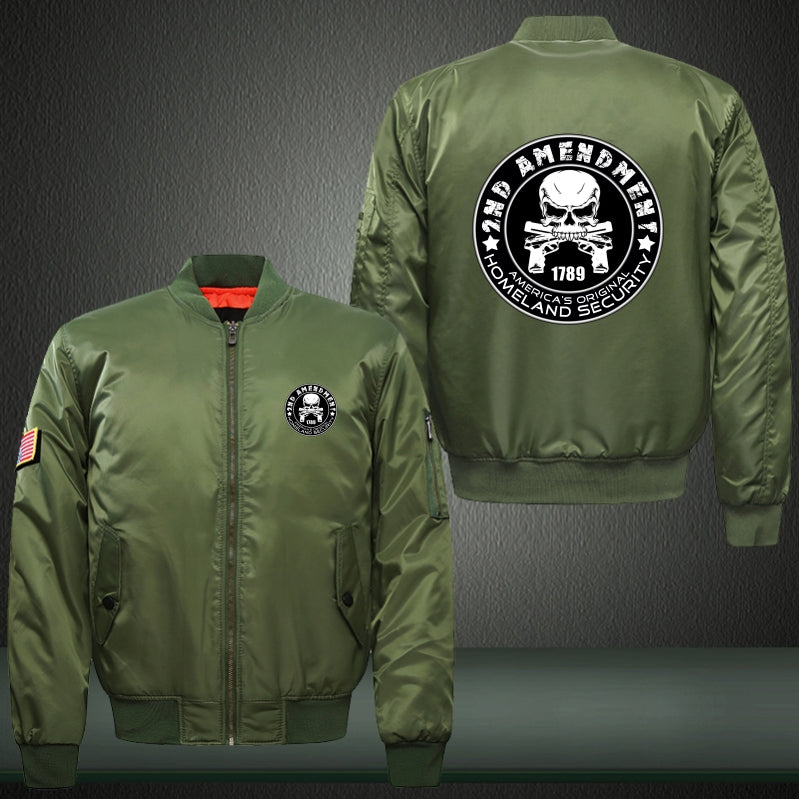 2nd amendment homeland security Print Thicken Long Sleeve Bomber Jacket