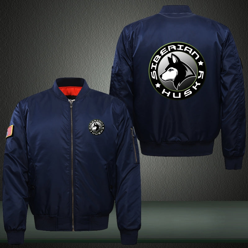 SIBERIAN HUSKY DOG Print Long Sleeve Bomber Jacket