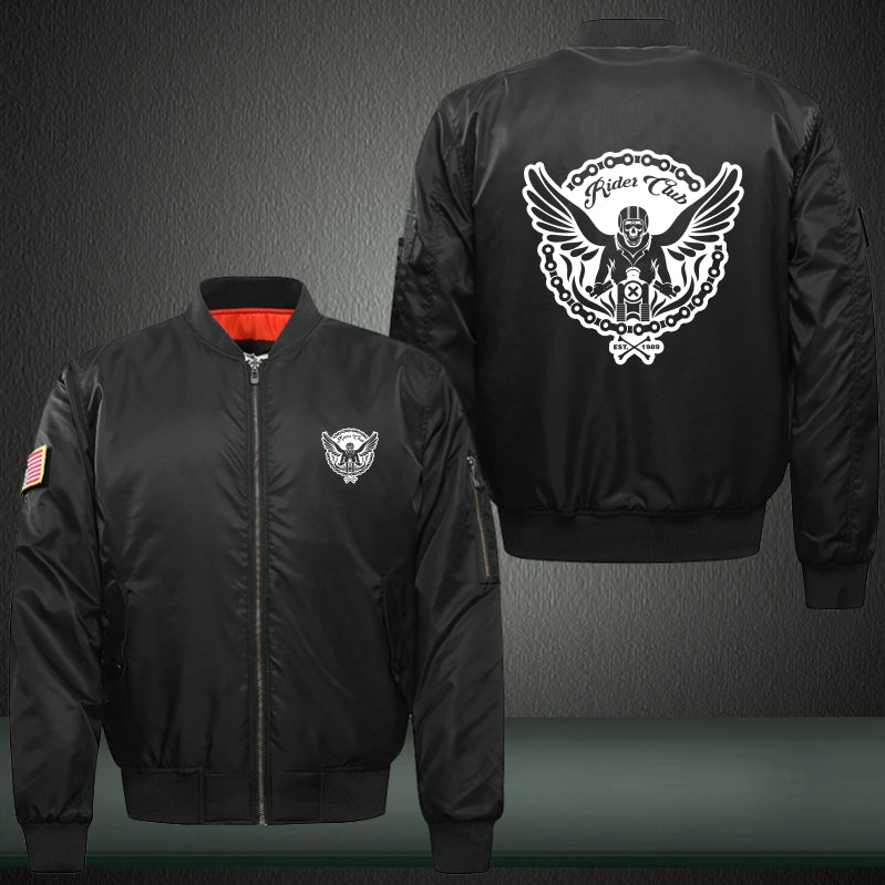 Rider Club Print Long Sleeve Bomber Jacket