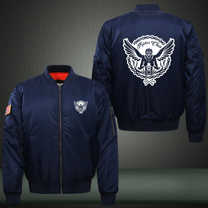 Rider Club Print Long Sleeve Bomber Jacket