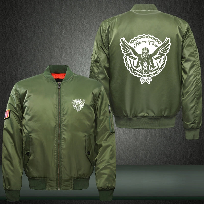 Rider Club Print Long Sleeve Bomber Jacket