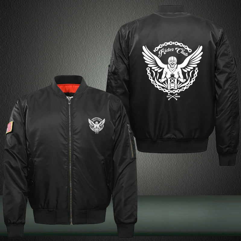 Cool Rider Club Print Long Sleeve Bomber Jacket