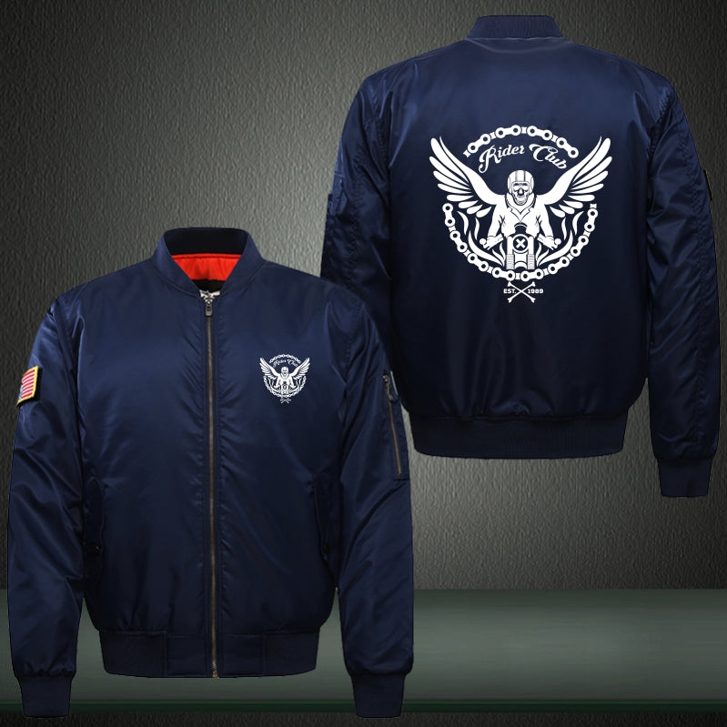 Cool Rider Club Print Long Sleeve Bomber Jacket