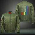 American rainbow flag Print Long Sleeve Bomber Jacket