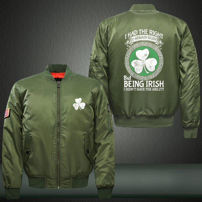 I had the right but being Irish Print Long Sleeve Bomber Jacket