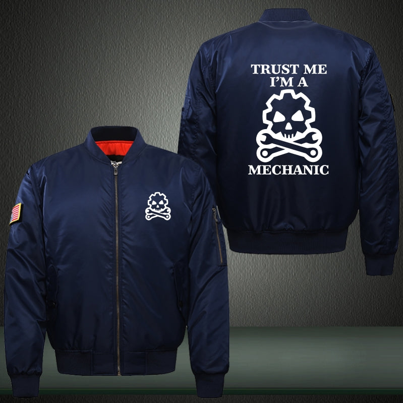 Trust me I'm a Mechanic Print Long Sleeve Bomber Jacket