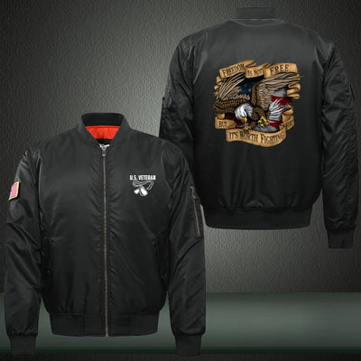 Freedom is not free Print Long Sleeve Bomber Jacket