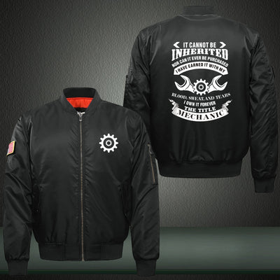 I own it forever the title mechanic Print Long Sleeve Bomber Jacket
