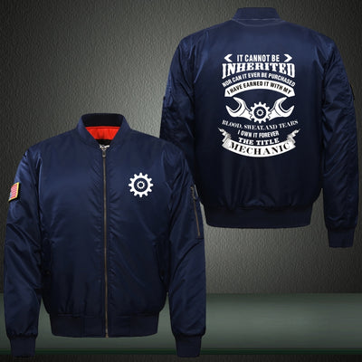 I own it forever the title mechanic Print Long Sleeve Bomber Jacket