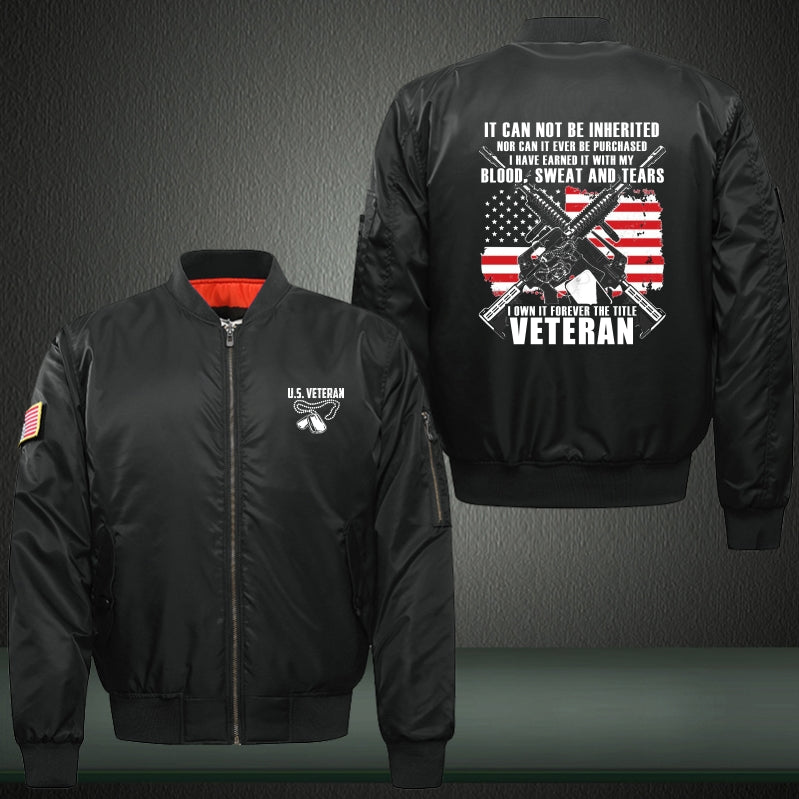 I own it forever the title veteran Print Long Sleeve Bomber Jacket