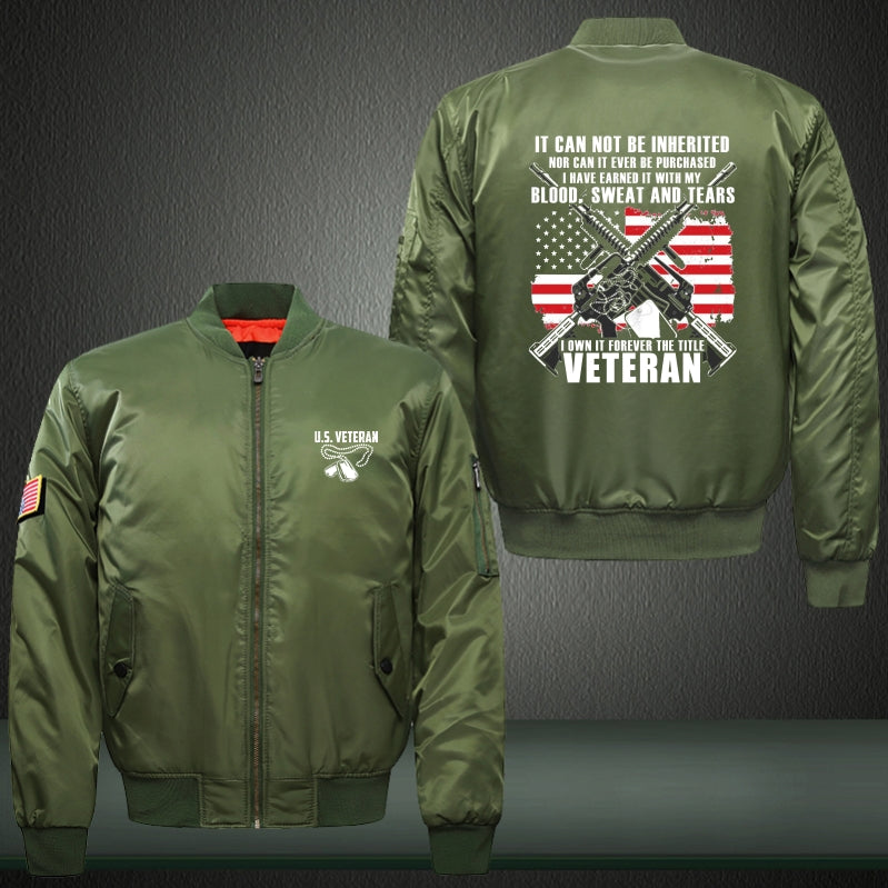 I own it forever the title veteran Print Long Sleeve Bomber Jacket