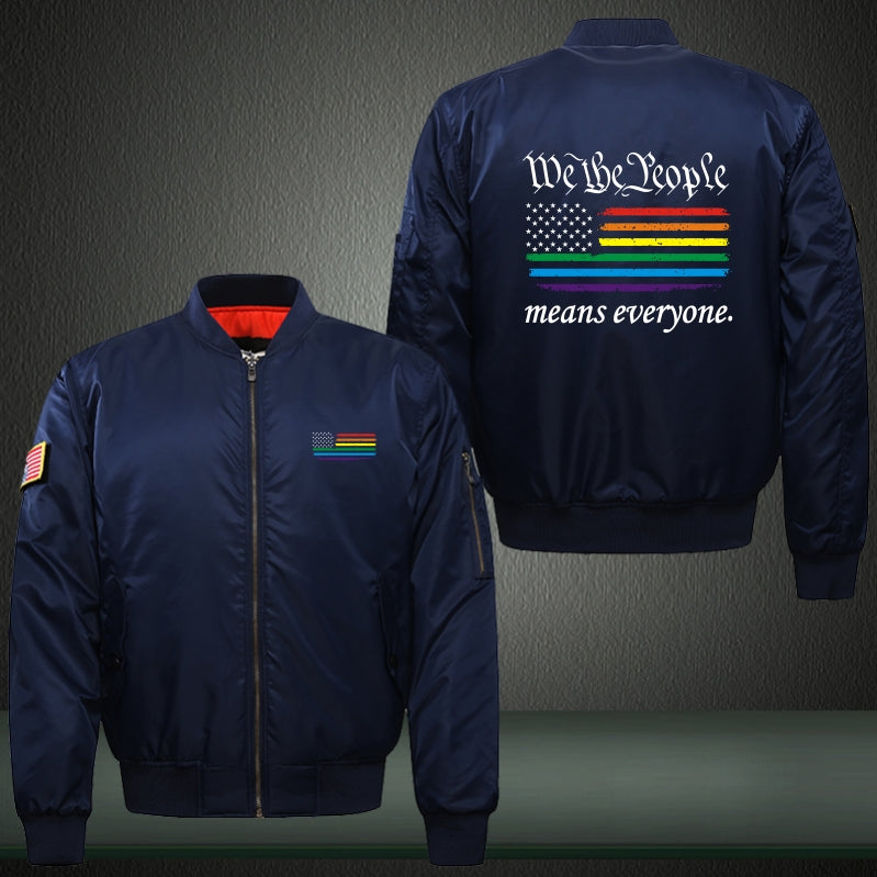 We the people mean everyone Print Long Sleeve Bomber Jacket