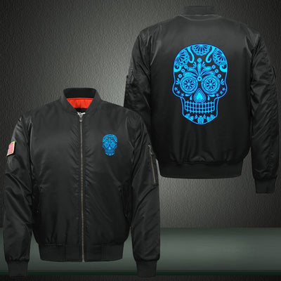 Art Skull Luminous Print Long Sleeve Bomber Jacket