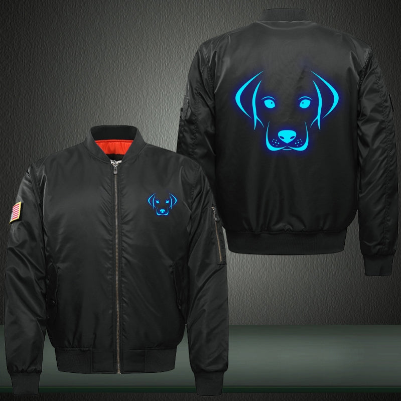 Art Labrador dog Luminous Print Long Sleeve Bomber Jacket