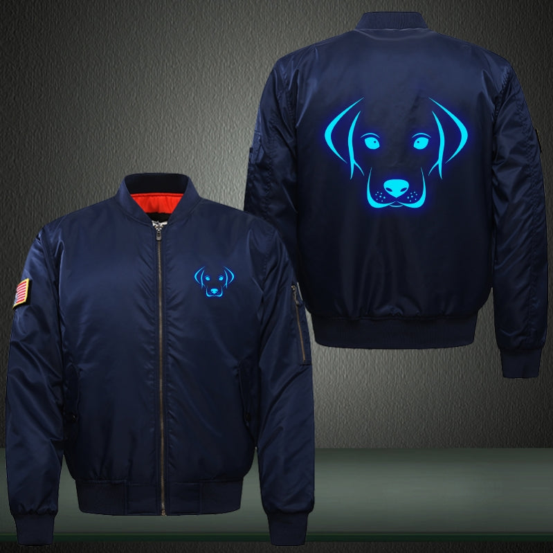 Art Labrador dog Luminous Print Long Sleeve Bomber Jacket