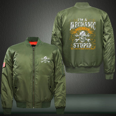 I'm a mechanic I cant fix stupid Print Thicken Long Sleeve Bomber Jacket