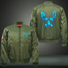 Art small terrier dog Luminous Print Thicken Long Sleeve Bomber Jacket