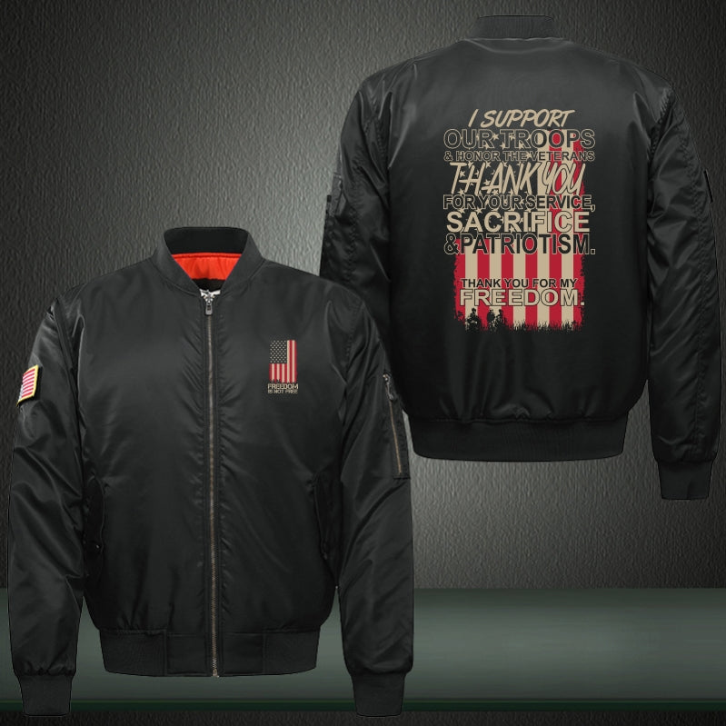 Thank you for my freedom Print Bomber Jacket