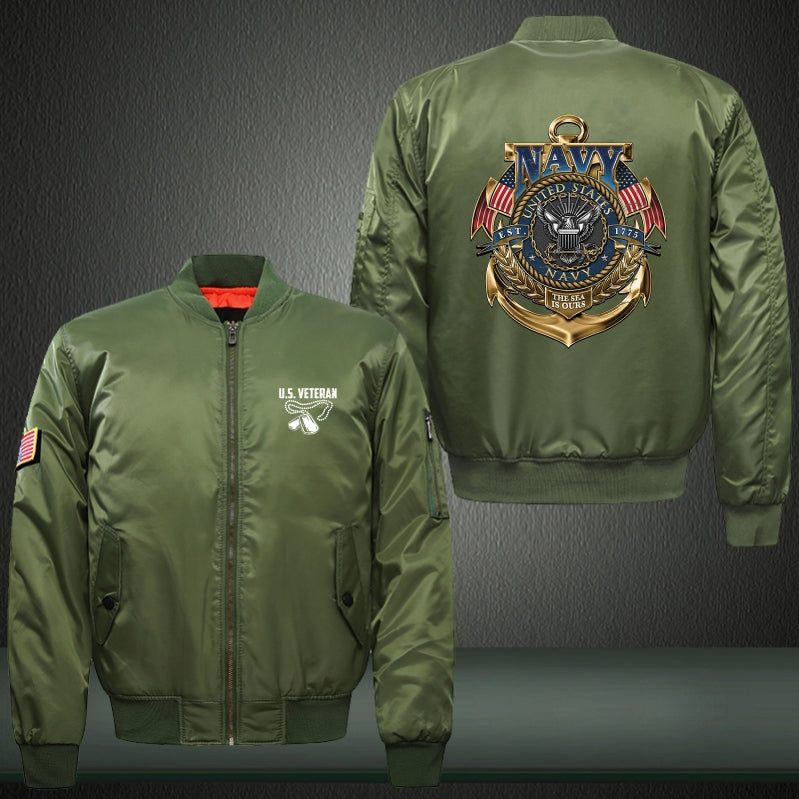 Navy United State Print Bomber Jacket