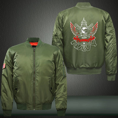 The sea is ours navy Print Bomber Jacket
