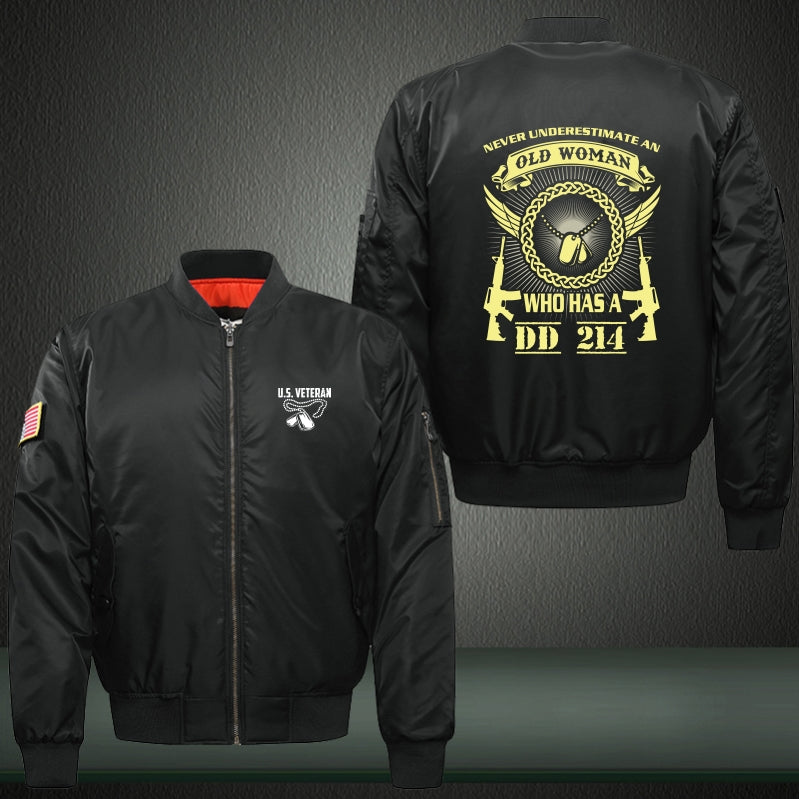 US Veteran never underestimate an old woman Print Bomber Jacket