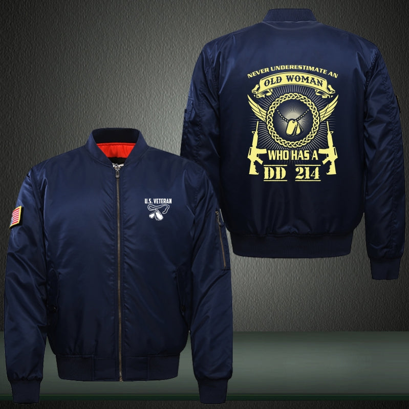 US Veteran never underestimate an old woman Print Bomber Jacket