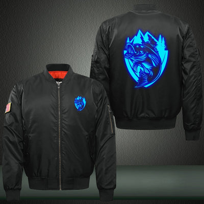 Art Fish Luminous Print Bomber Jacket