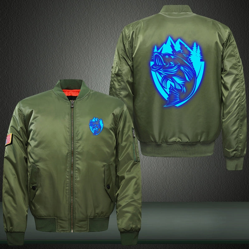 Art Fish Luminous Print Bomber Jacket