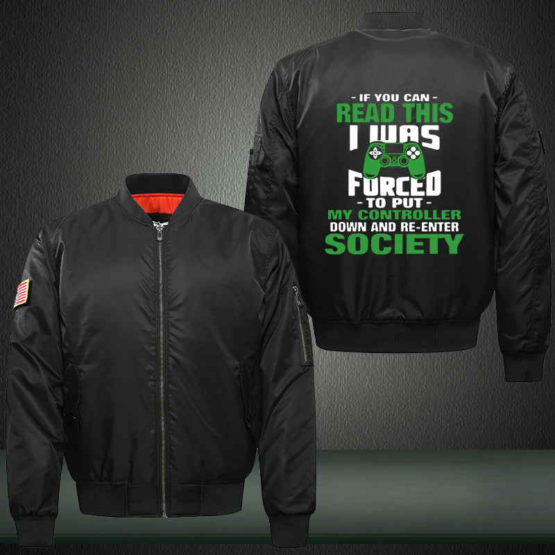 If you can read this I was forced o put controller Print Bomber Jacket