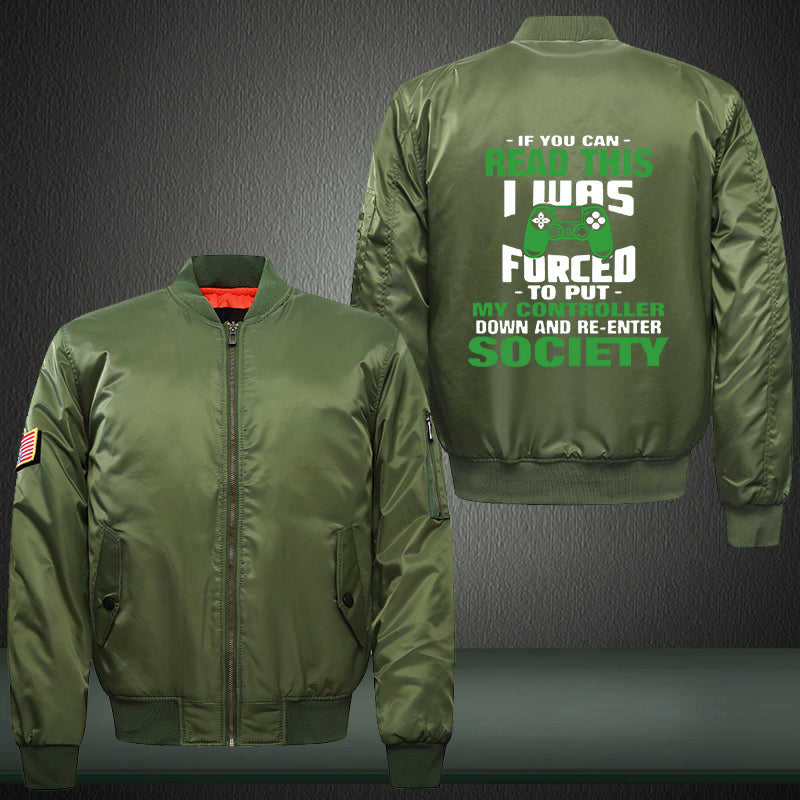 If you can read this I was forced o put controller Print Bomber Jacket