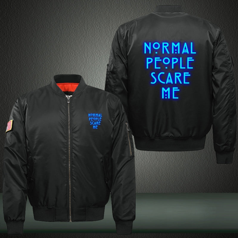 Normal people scare me Luminous Print Bomber Jacket