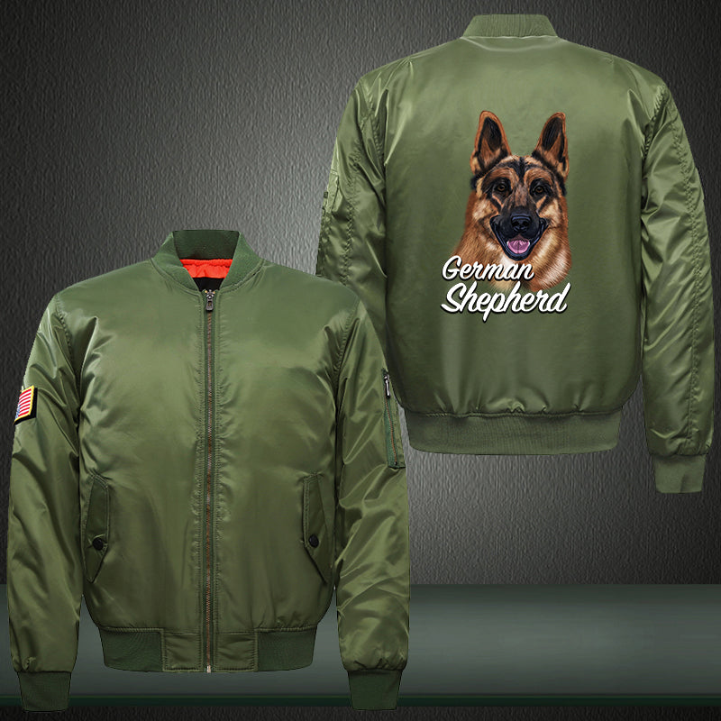 German Shepherd Print Bomber Jacket