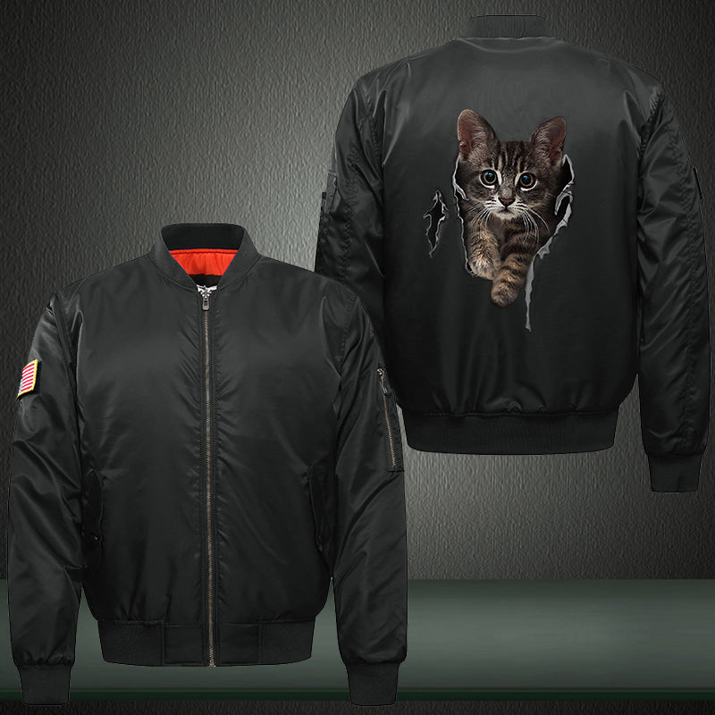 Cute CAT Print Bomber Jacket