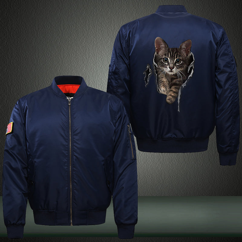 Cute CAT Print Bomber Jacket