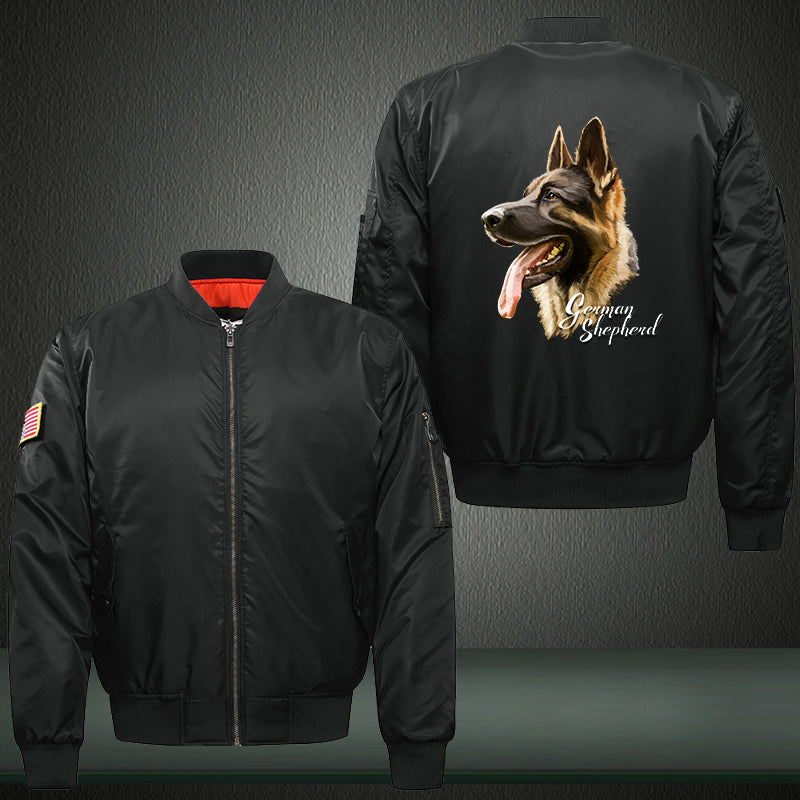 Art side German Shepherd Dog Print Bomber Jacket
