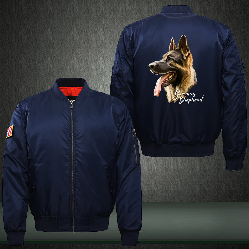 Art side German Shepherd Dog Print Bomber Jacket