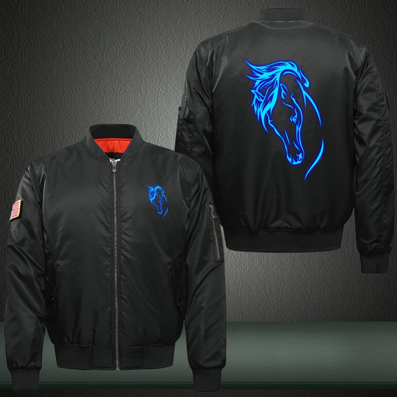 Horse Luminous Print Bomber Jacket