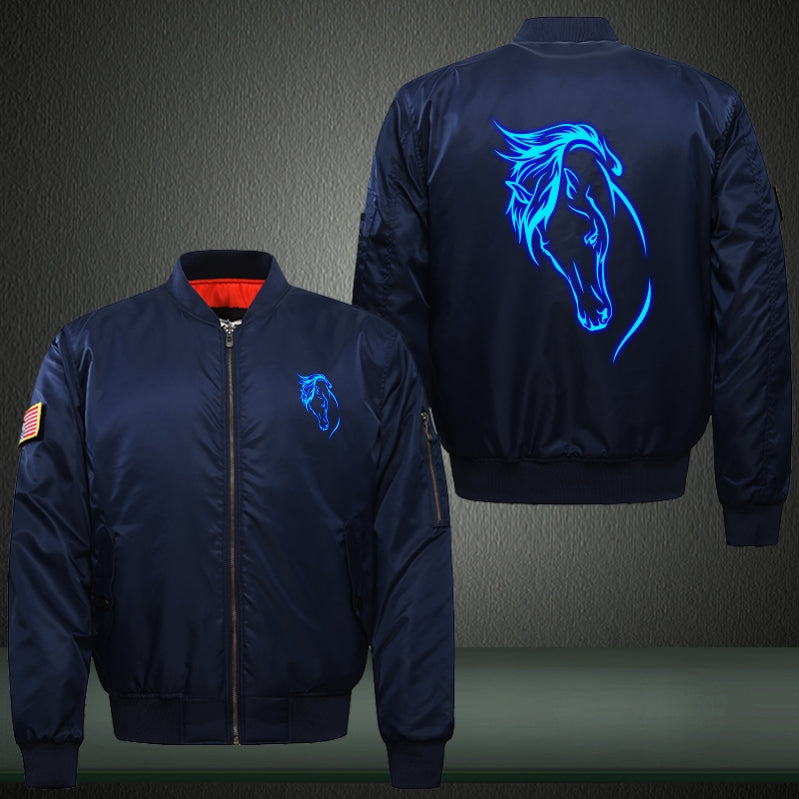 Horse Luminous Print Bomber Jacket