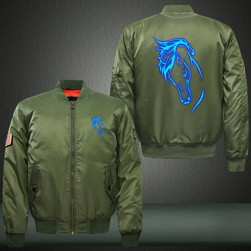Horse Luminous Print Bomber Jacket