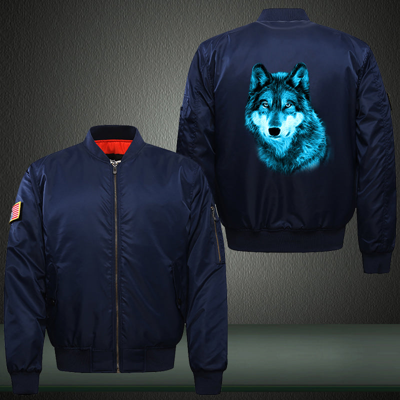 Animal Wolf Print Bomber Jacket