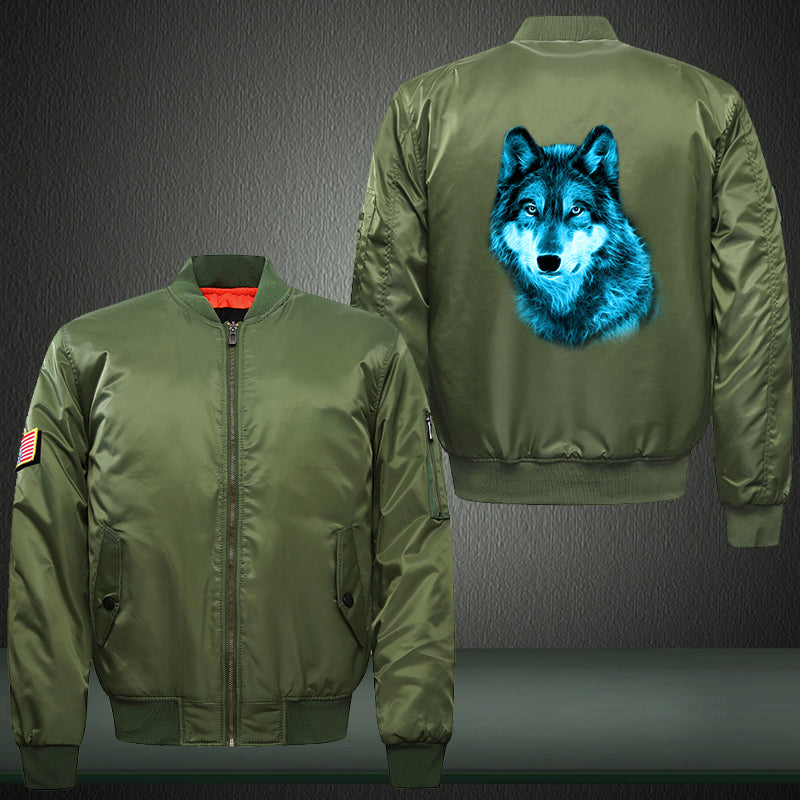 Animal Wolf Print Bomber Jacket