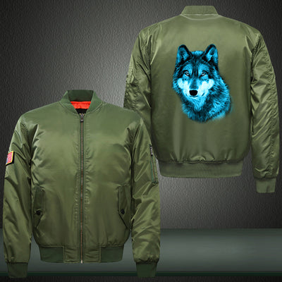 Animal Wolf Print Bomber Jacket
