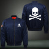 WHITE SKULL Print Thicken Long Sleeve Bomber Jacket
