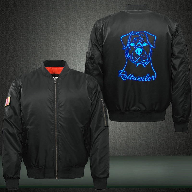 Rottweiler Dog Luminous Print Bomber Jacket